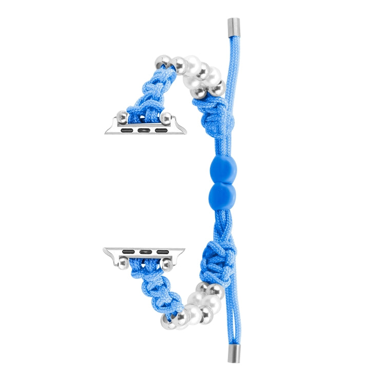 For Apple Watch SE 40mm Paracord Row Beads Drawstring Braided Watch Band(Blue)