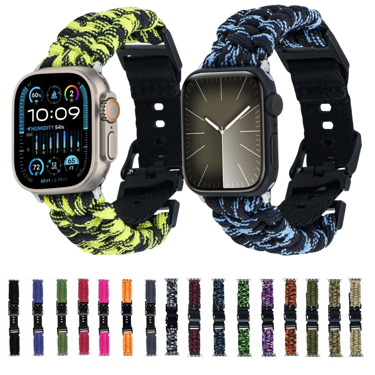 For Apple Watch SE 2023 44mm Paracord Plain Braided Webbing Buckle Watch Band(Red)