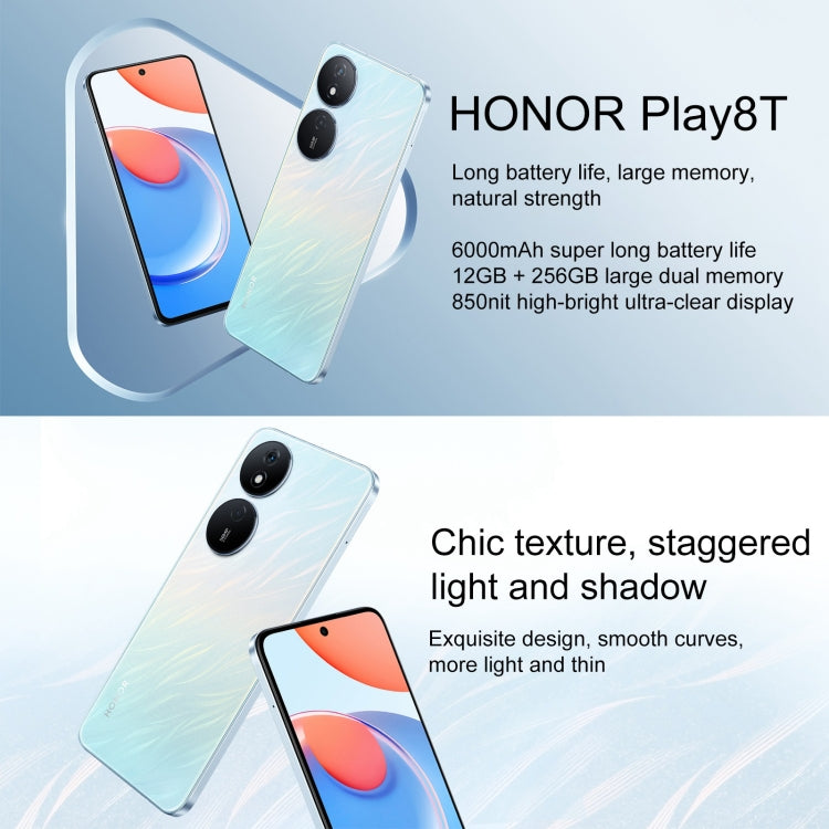 Honor Play8T, 12GB+256GB, 6.8 inch MagicOS 7.2 Dimensity 6080 Octa Core up to 2.4GHz, Network: 5G, OTG, Not Support Google Play(Black)