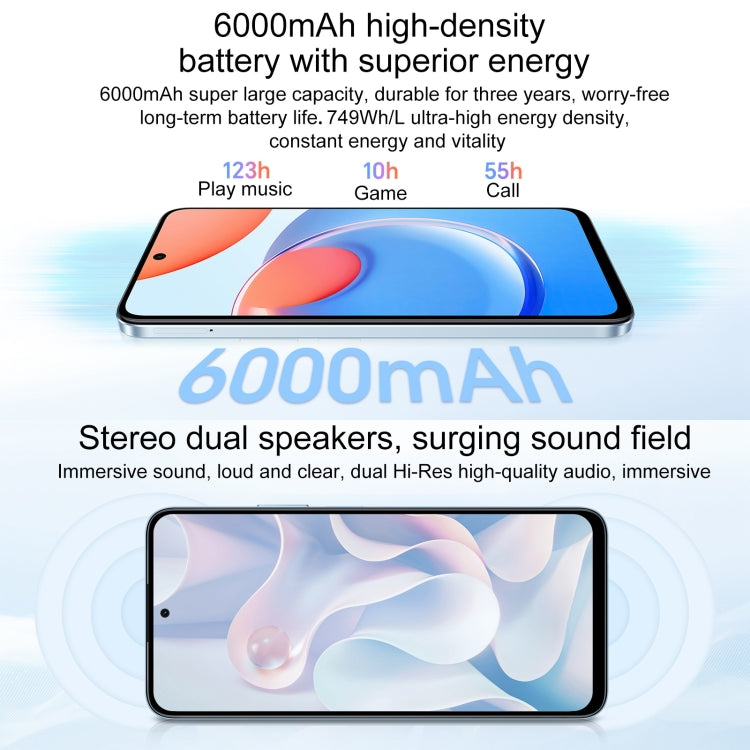 Honor Play8T, 12GB+256GB, 6.8 inch MagicOS 7.2 Dimensity 6080 Octa Core up to 2.4GHz, Network: 5G, OTG, Not Support Google Play(Silver)