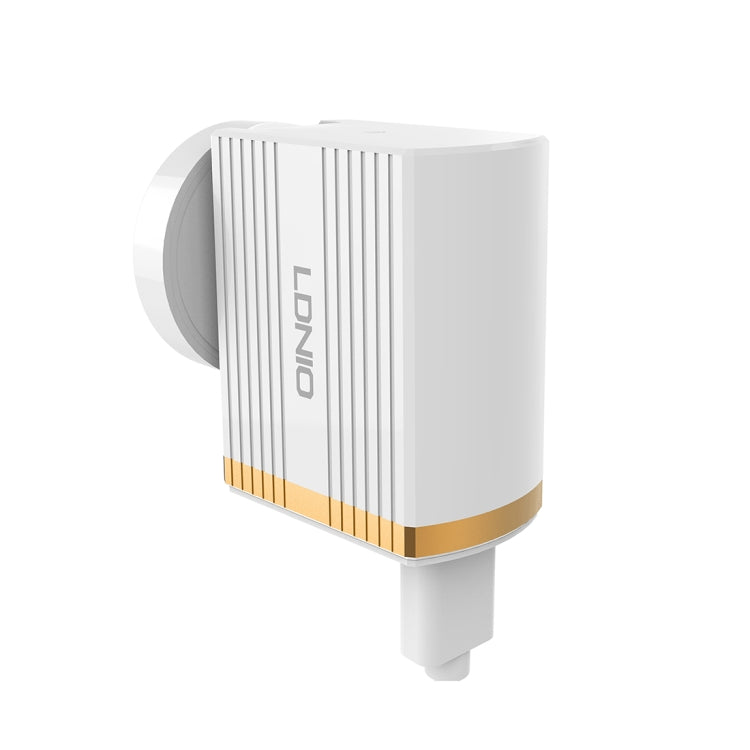 LDNIO A1302Q 2 in 1 18W QC3.0 USB Interface Grid Shape Travel Charger Mobile Phone Charger with Micro USB Data Cable, UK Plug