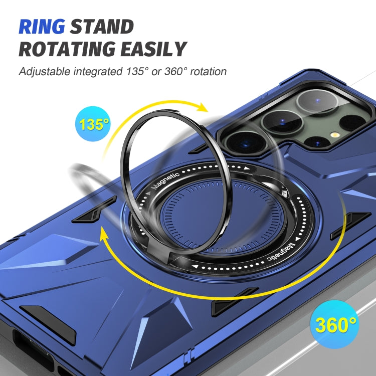 For Samsung Galaxy S24 Ultra 5G MagSafe Magnetic Shockproof Phone Case with Ring Holder(Navy Blue)