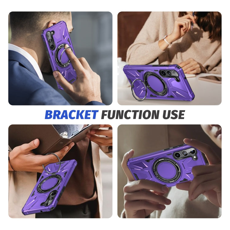 For Samsung Galaxy S24 5G MagSafe Magnetic Shockproof Phone Case with Ring Holder(Purple)