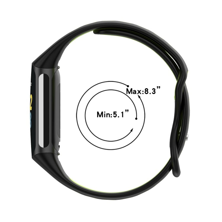 For Fitbit Charge 6 Two Color Silicone Watch Band(Olive Green Black)