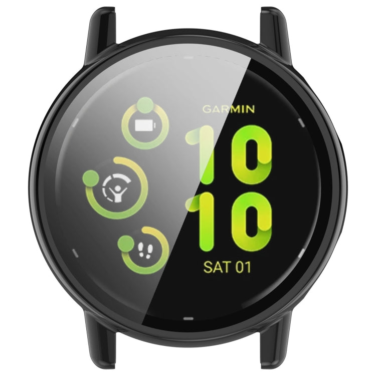 For Garmin vivoactive 5 / Active 5 PC + Tempered Film Integrated Watch Protective Case(Black) - Watch Cases by PMC Jewellery | Online Shopping South Africa | PMC Jewellery