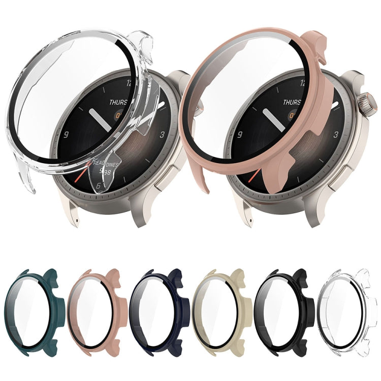 For Amazfit Balance A2286 PC + Tempered Film Integrated Watch Protective Case(Transparent White)