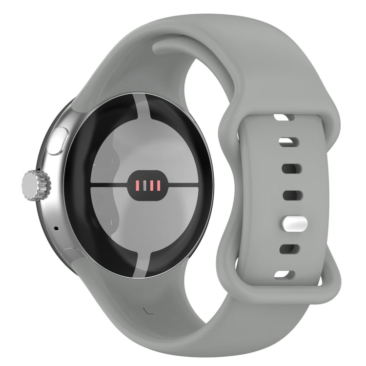 For Google Pixel Watch 2 Solid Color Silicone Watch Band, Size:L Size(Grey)