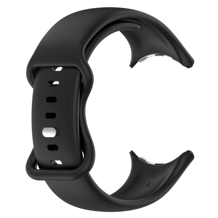 For Google Pixel Watch 2 Solid Color Silicone Watch Band, Size:L Size(Black)