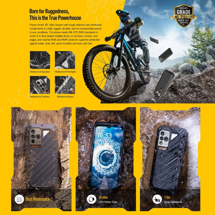 Ulefone Power Armor 18T Ultra Version 5G Thermal Imaging Rugged Phone, 12GB+512GB, Side Fingerprint, 6.58 inch Android 13 MediaTek Dimensity 7050 Octa Core up to 2.6GHz, Network: 5G, NFC, OTG(Black) - free shipping - PMC Jewellery - Order now!