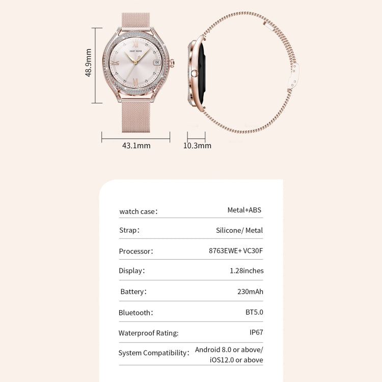 V66 1.28inch BT5.0 Smart Watch Support Heart Rate/ Sleep Detection, Style:Silicone Strap(Silver)