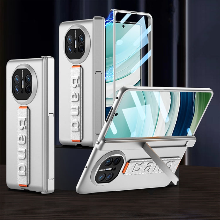 For Huawei Mate X5 GKK Wristband Integrated HD Film Magnetic Hinge Phone Case(Silver)