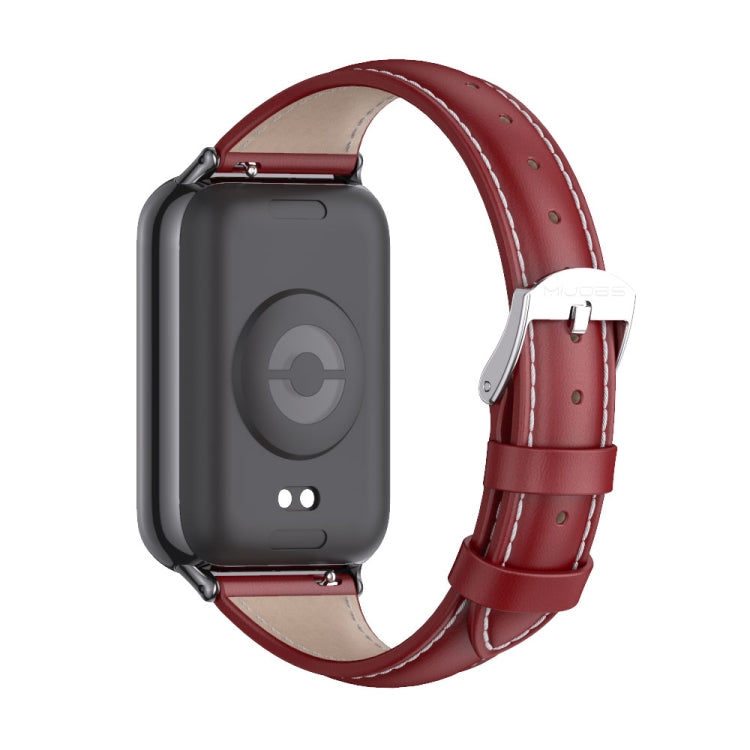 For Xiaomi Smart Band 9 Pro / 8 Pro Mijobs Genuine Leather Slim Watch Band(Red Black)