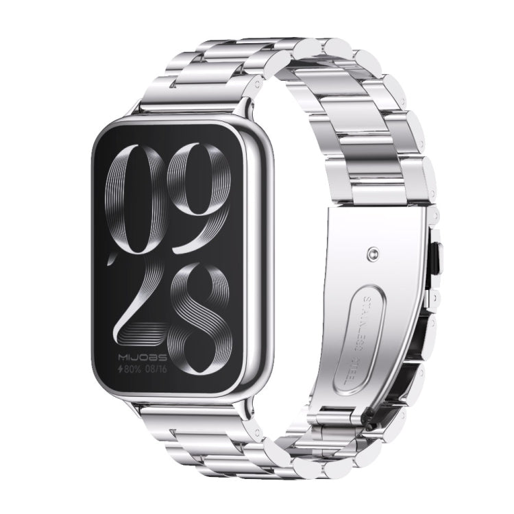 For Xiaomi Smart Band 9 Pro / 8 Pro Mijobs Three Beads Stainless Steel Watch Band(Silver)