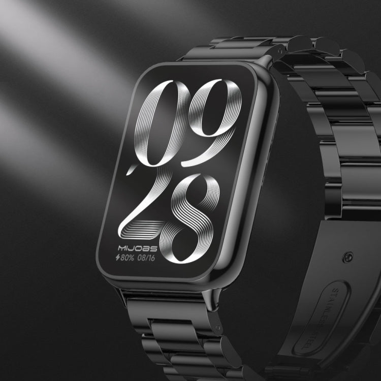 For Xiaomi Smart Band 9 Pro / 8 Pro Mijobs Three Beads Stainless Steel Watch Band(Silver) - Watch Bands by MIJOBS | Online Shopping South Africa | PMC TechLife | Buy Now Pay Later Mobicred