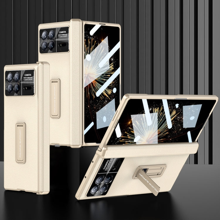 For Xiaomi Mix Fold 3 GKK Magnetic Hinge Flip Leather Phone Case with Holder(Gold)