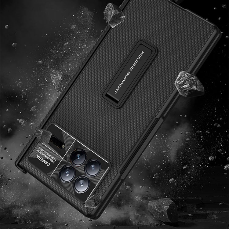 For Xiaomi Mix Fold 3 GKK Magnetic Hinge Flip Leather Phone Case with Holder(Gold)