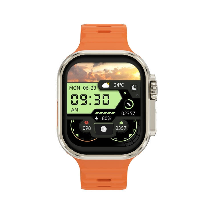 iW9 Ultra 2.04 inch Screen Smart Call Watch, BT Call / Heart Rate / Blood Pressure / Blood Oxygen(Orange Gold)
