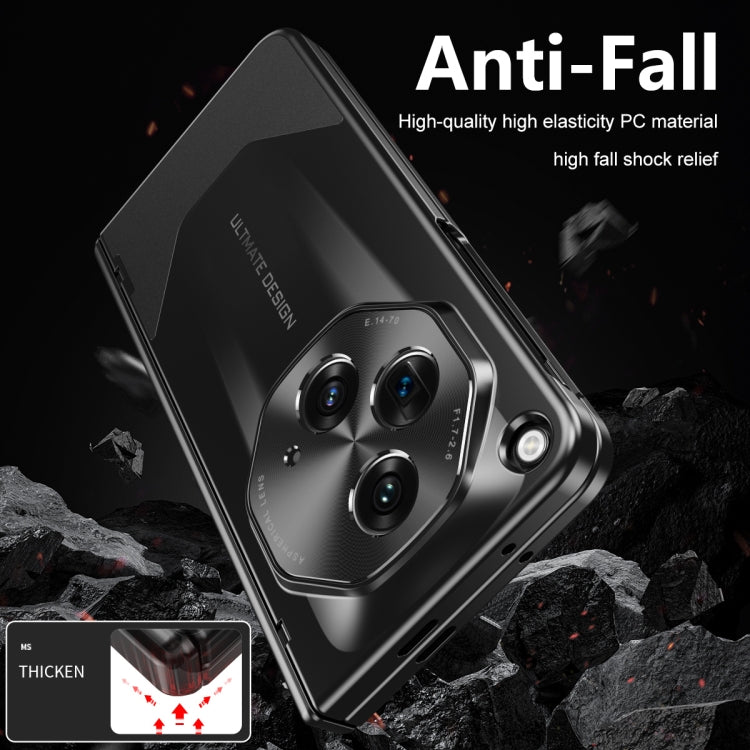 For OPPO Find N3 / OnePlus Open Integrated Frosted Electroplating Full Coverage Phone Case with Pen/Pen Slots(Black)