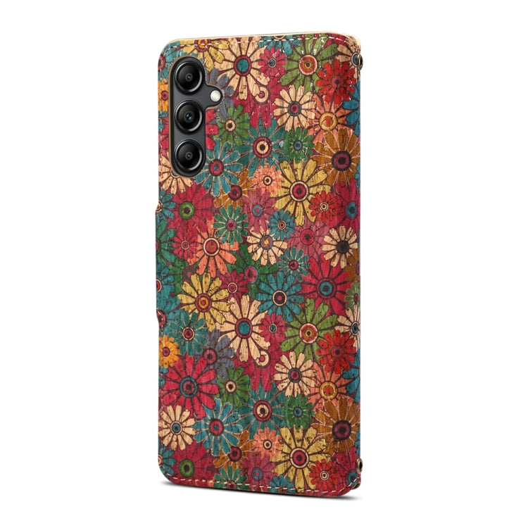 For Samsung Galaxy S23 FE Denior Flower Language Series Cork Fabric Oil Edge Leather Phone Case(Spring)