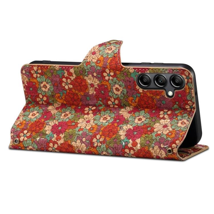 For Samsung Galaxy S23 FE Denior Flower Language Series Cork Fabric Oil Edge Leather Phone Case(Summer)