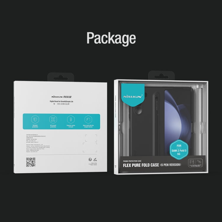 For Samsung Galaxy Z Fold5 NILLKIN Flex Pure PC + Liquid Silicone Phone Case with S Pen(Green)