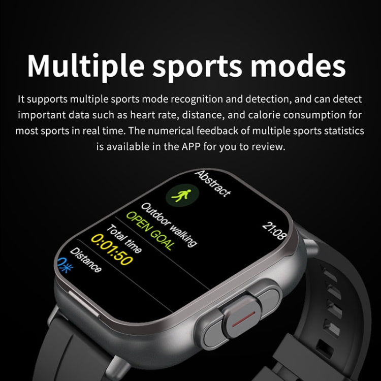 D8 2.01 inch 2 in 1 Bluetooth Earphone Silicone Band Smart Watch, Support Wellness Tracking / NFC(Black)