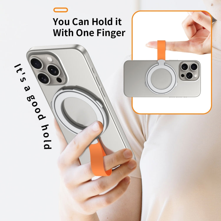 MagSafe Magnetic Pivot Stand Phone Ring Holder(Silver + Orange)