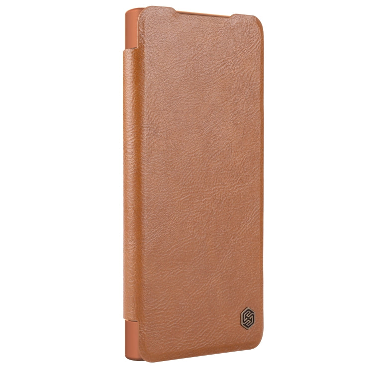 For Samsung Galaxy S24 5G NILLKIN Qin Prop Series Flip Camera Cover Design Leather Phone Case(Brown)