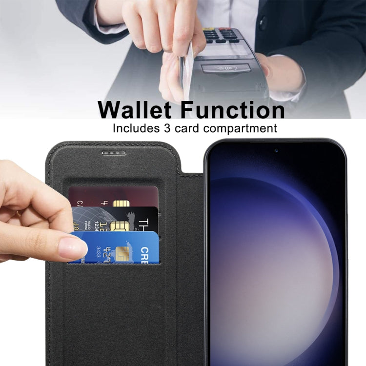 For Samsung Galaxy S24 5G MagSafe Magnetic RFID Anti-theft Leather Phone Case(Grey)