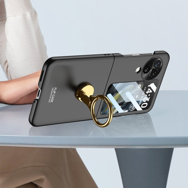 For OPPO Find N3 Flip GKK Ultra-thin Triaxial Ring Holder PC Phone Case(Black)