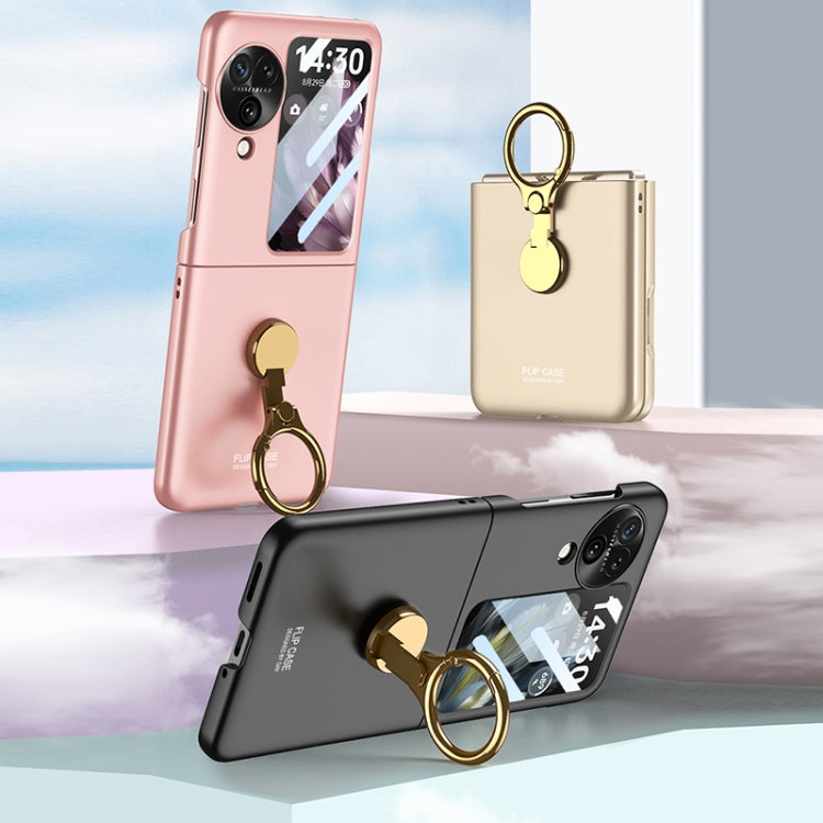For OPPO Find N3 Flip GKK Ultra-thin Triaxial Ring Holder PC Phone Case(Gold)