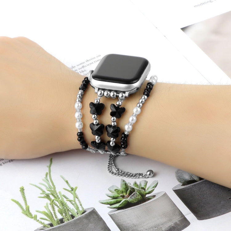 For Apple Watch Series 6 40mm Butterfly Chain Bracelet Metal Watch Band(Black)