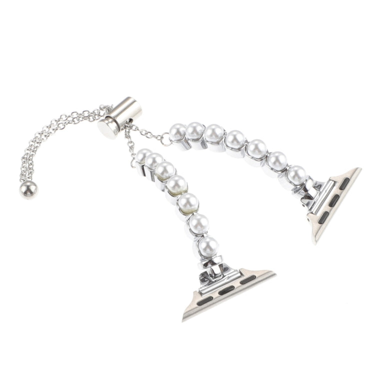 For Apple Watch SE 40mm Pearl Bracelet Metal Watch Band(Silver)
