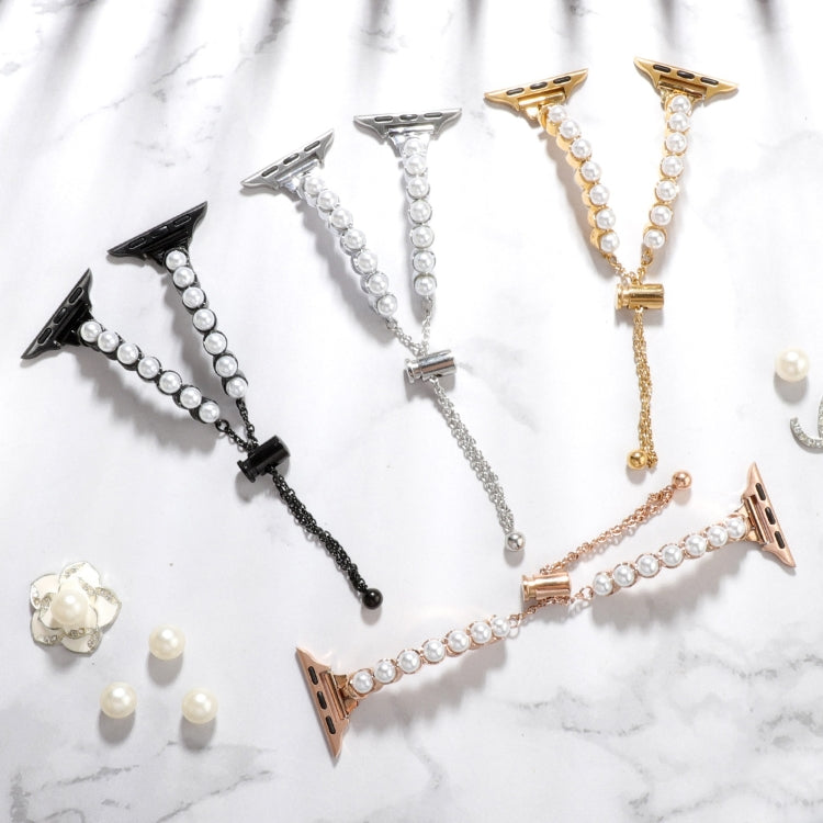 For Apple Watch 38mm Pearl Bracelet Metal Watch Band(Silver) - free shipping - PMC TechLife - Order now!