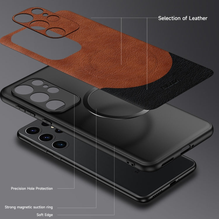 For Samsung Galaxy S24 5G SULADA Stitching Leather MagSafe Magnetic Phone Case(Brown)
