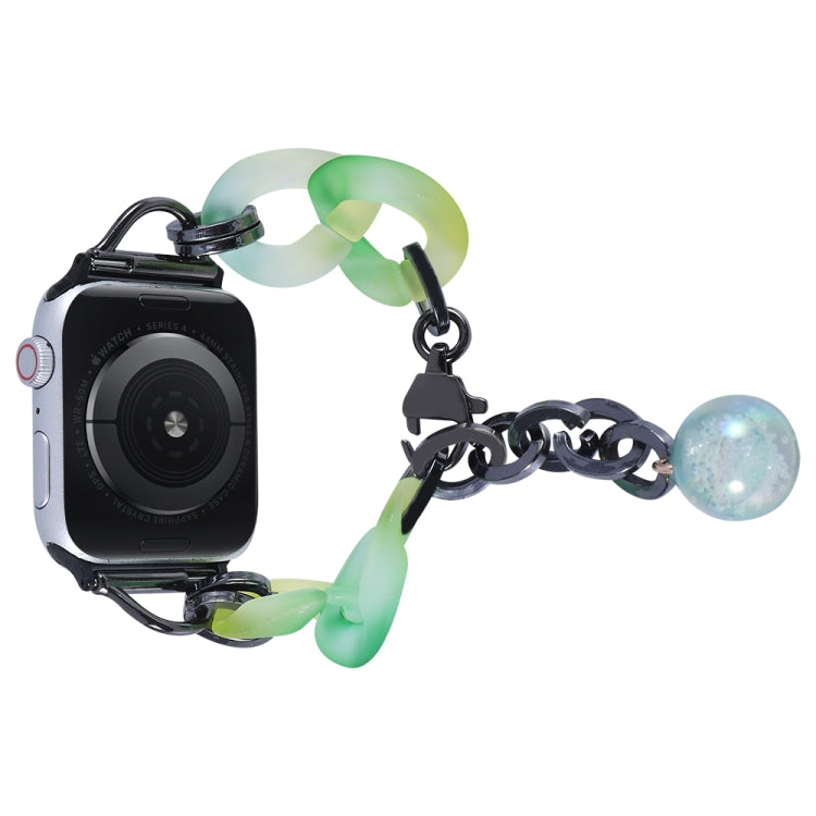 For Apple Watch Series 9 45mm Gradient Resin Chain Watch Band(Green)