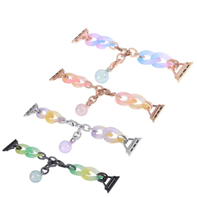 For Apple Watch Series 9 45mm Gradient Resin Chain Watch Band(Green) - Watch Bands by PMC TechLife | Online Shopping South Africa | PMC TechLife | Buy Now Pay Later Mobicred