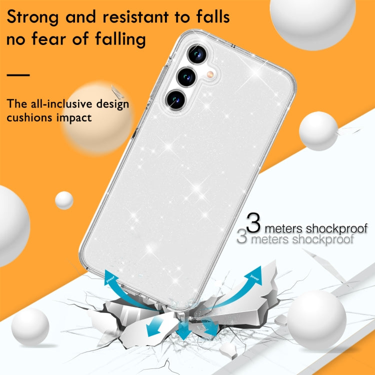 For Samsung Galaxy A15 5G Terminator Style Glitter Powder Shockproof Phone Case(White)