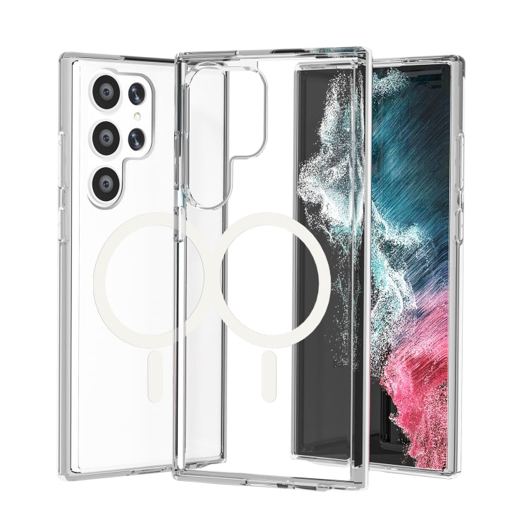 For Samsung Galaxy S24 Ultra 5G Terminator Style Glitter Powder MagSafe Magnetic Phone Case(Transparent)