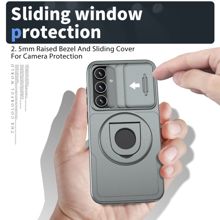 For Samsung Galaxy S23 FE 5G Camshield MagSafe Ring Holder Armor Phone Case(Titanium Grey)