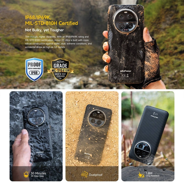 Ulefone Armor 23 Ultra Rugged Phone, 12GB+512GB, 6.78 inch Android 13 MediaTek Dimensity 8020 Octa Core up to 2.6GHz, Network: 5G, NFC, OTG, Satellite Messaging(Elite Black) - free shipping - PMC Jewellery - Order now!