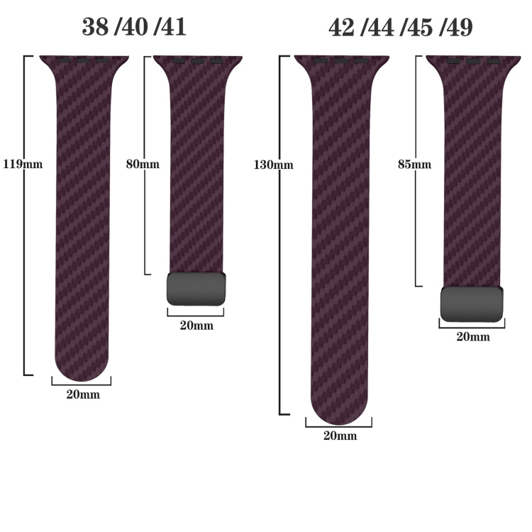 For Apple Watch Series 9 41mm Carbon Fiber Magnetic Black Buckle Watch Band(Purple Green)