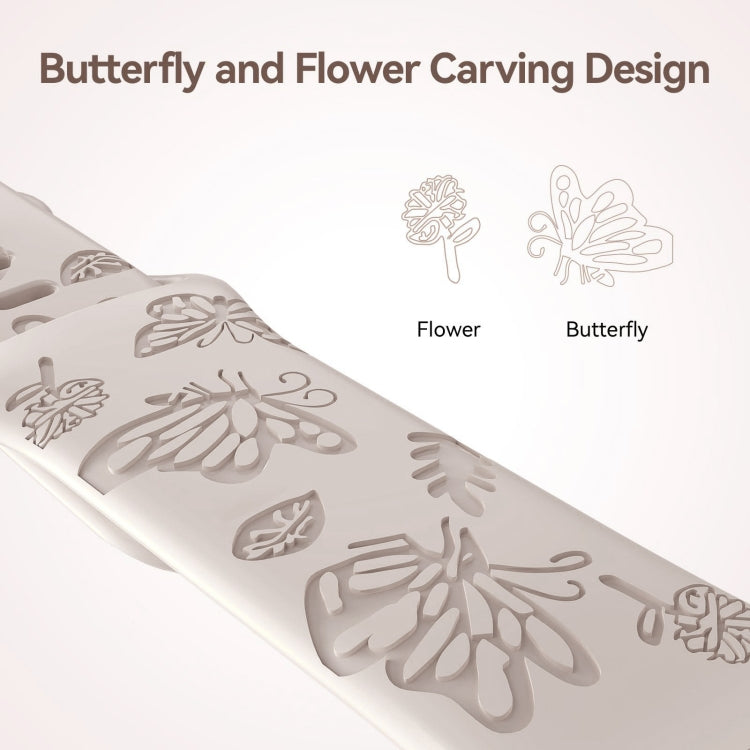For Apple Watch Series 2 42mm Butterfly Flower Embossed Silicone Watch Band(Starlight)