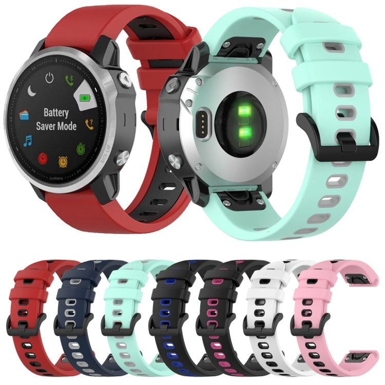 Compatible with Garmin Fenix 6S Two-color Silicone Watch Band(White Black)