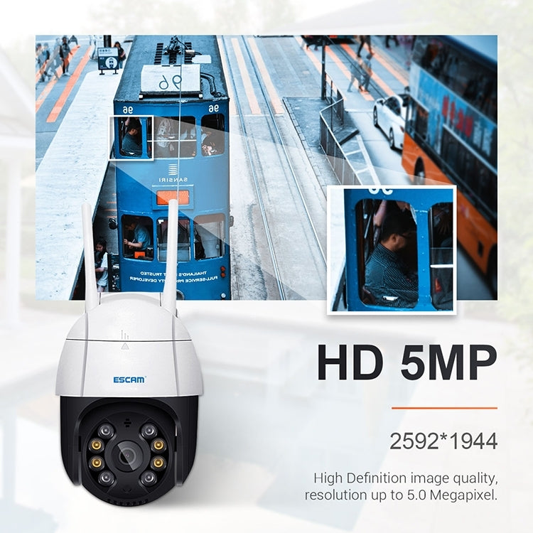 ESCAM QF518 5MP Smart WiFi IP Camera, Support AI Humanoid Detection / Auto Tracking / Dual Light Night Vision / Cloud Storage / Two Way Audio / TF Card, Plug:EU Plug(White) - free shipping - PMC Jewellery - Order now!