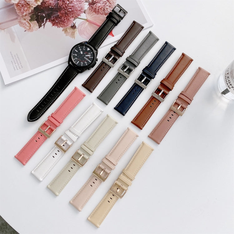 For Samsung Galaxy Watch3 41mm Leather Silver Buckle Watch Band(Pink) - Watch Bands by PMC Jewellery | Online Shopping South Africa | PMC Jewellery | Buy Now Pay Later Mobicred