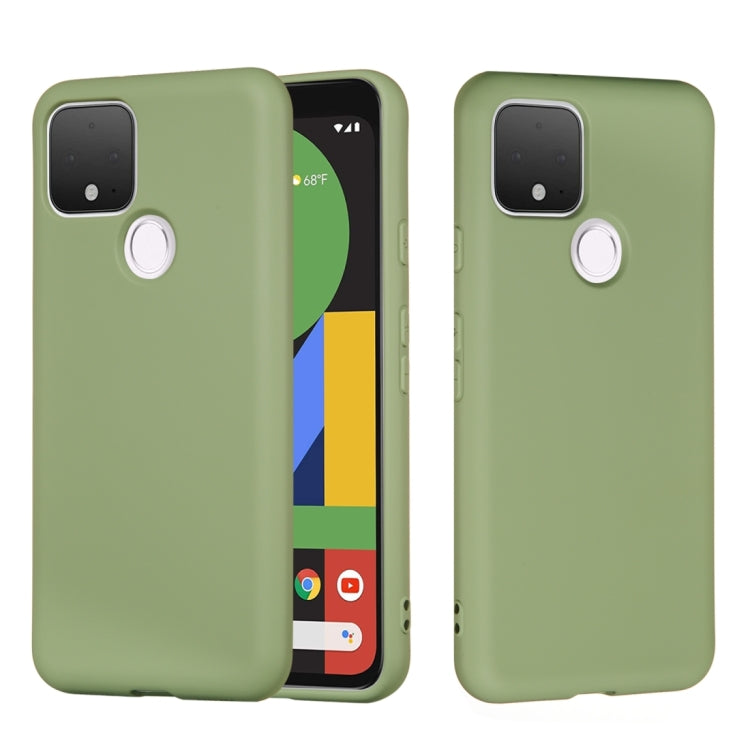 For Google Pixel 5 Pure Color Liquid Silicone Shockproof Full Coverage Case(Green)