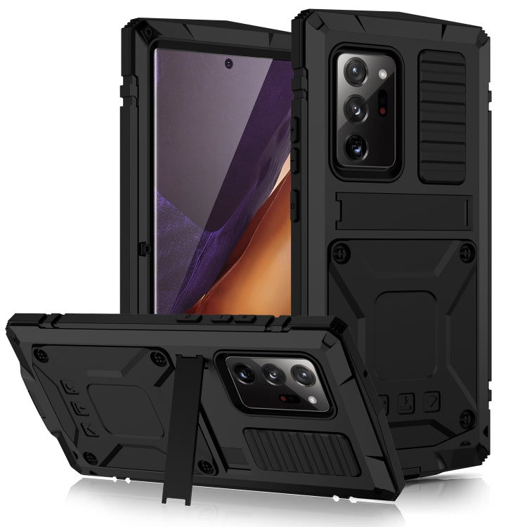 For Samsung Galaxy Note 20 Ultra R-JUST Shockproof Waterproof Dust-proof Metal + Silicone Protective Case with Holder(Black) - Galaxy Note20 Cases by R-JUST | Online Shopping South Africa | PMC Jewellery | Buy Now Pay Later Mobicred