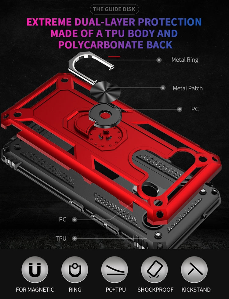 For LG K61 Shockproof TPU + PC Protective Case with 360 Degree Rotating Holder(Silver)