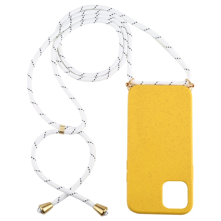 For iPhone 12 mini Wheat TPU Protective Case with Lanyard(Yellow)